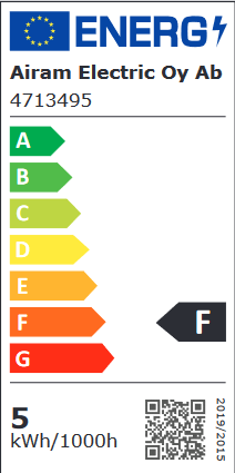 Energiatehokkuusmerkintä LED-E27 filamenttilamppu Airam G125, 470lm, himmennettävä